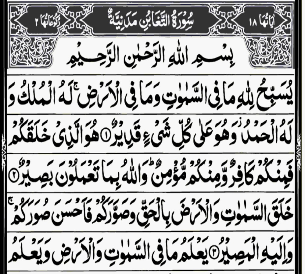 This is the image of Surah At Taghabun